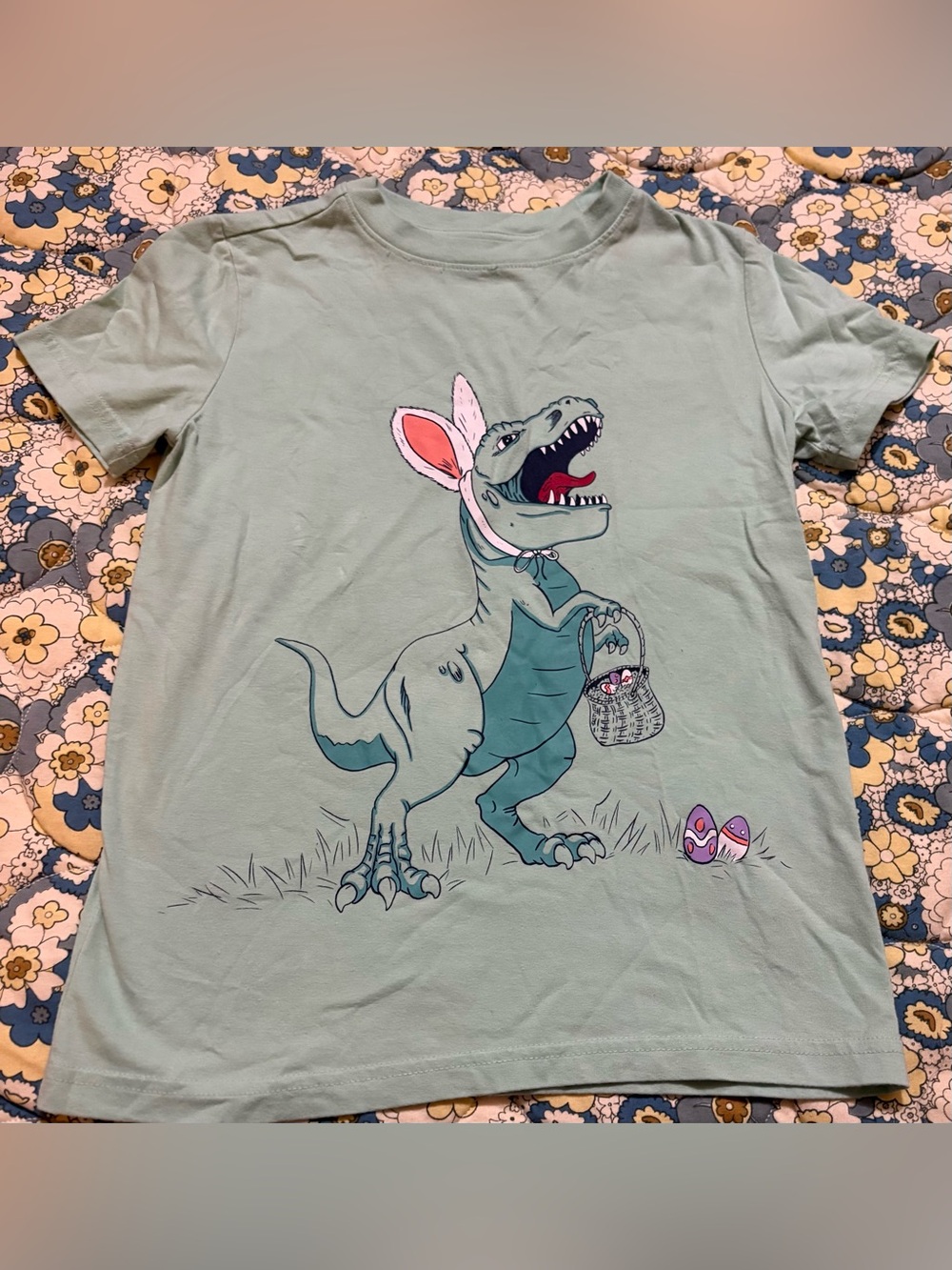 Cat & Jack kids size Small 6 to 7 years dinosaur Easter top